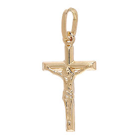 Cross-shaped pendant with body of Christ, 750/00 polished yellow gold, 0.8 g