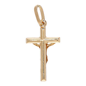 Cross-shaped pendant with body of Christ, 750/00 polished yellow gold, 0.8 g