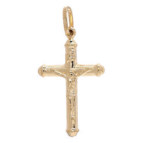Cross-shaped pendant with body of Christ, 750/00 polished yellow gold, 1.5 g