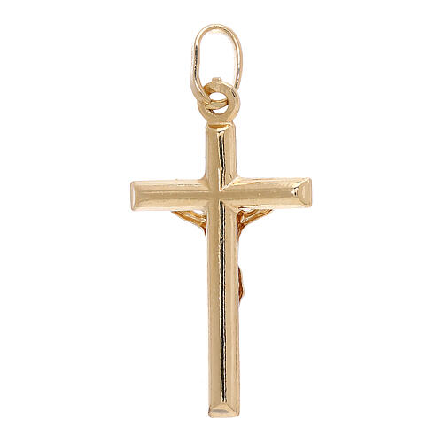 Square 18K yellow gold crucifix pendant, 1.2 g 2