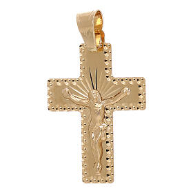 Croce pendente squadrata Cristo raggi oro 18 carati 1 gr