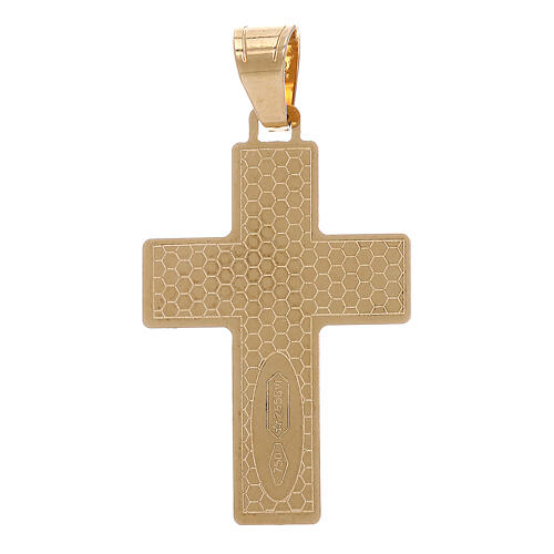 Cruz pingente bordos quadrados Cristo raios ouro 18K 1 gr 2