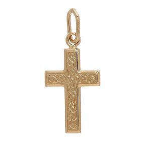 Latin cross pendant with arabesques, 750/00 gold, 0.7 g