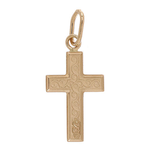 Latin cross pendant with arabesques, 750/00 gold, 0.7 g 2