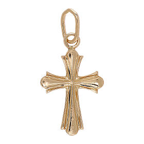 Cross pendant with two finishes, 750/00 gold, 0.75 g