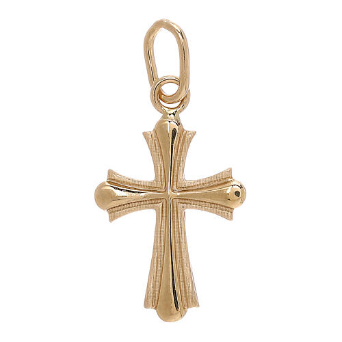 Cross pendant with two finishes, 750/00 gold, 0.75 g 1