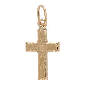 Cross pendant with satin rays, 18K gold, 0.7 g