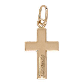 Cross pendant with satin rays, 18K gold, 0.7 g