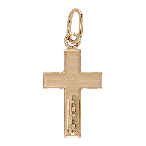 Cross pendant with satin rays, 18K gold, 0.7 g 2