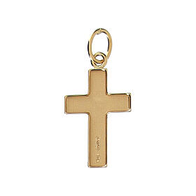 Colgante cruz lámina redondeada Cristo oro bicolor 18 k