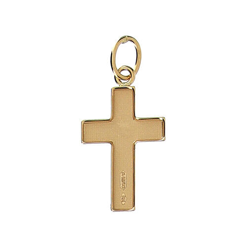 Pendentif croix plaque bombée Christ or bicolore 18K 2