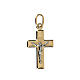 Pendentif croix plaque bombée Christ or bicolore 18K s1