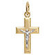 Pingente cruz chapa convexa Cristo ouro bicolor 18K s1