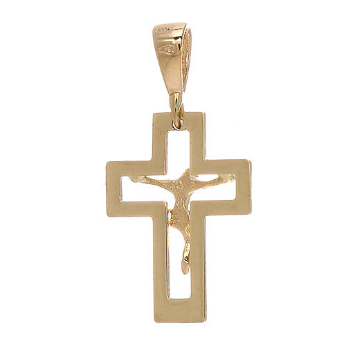 Openworked cross pendant in 750/00 yellow gold with Christ 0.65 gr 2