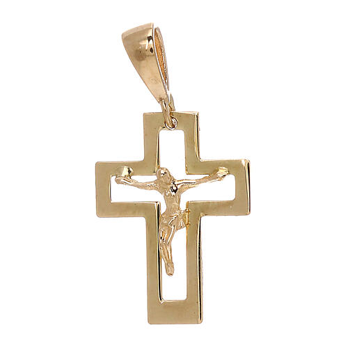 Pendentif croix ajourée Christ or jaune 750/00 0,65 gr 1