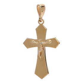 18 carat yellow gold pendant cross with Christ 1,2 gr