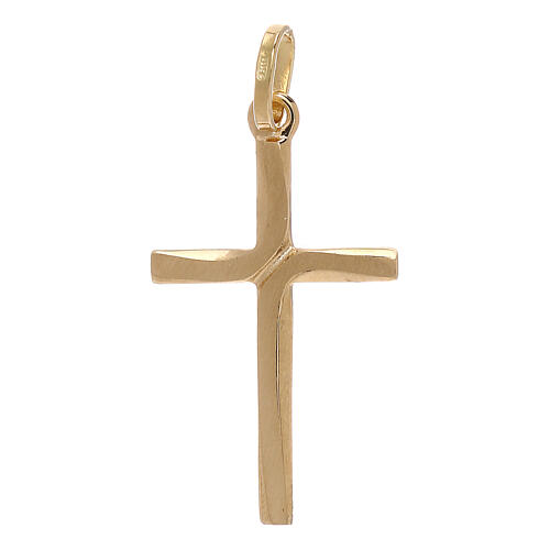 Cross pendant in 750/00 yellow gold with satin cross 1.1 gr 1