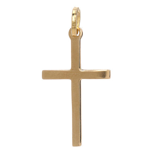 Cross pendant in 750/00 yellow gold with satin cross 1.1 gr 2