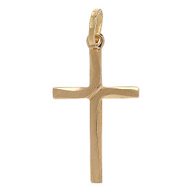 Pendente croce oro giallo 750/00 incrocio satinato 1,1 gr