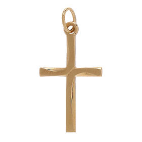 Cross pendant satin-finished line 18-carat gold 0.85 gr