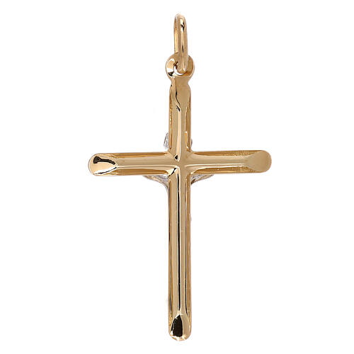 Two-tone cross pendant in 750/00 gold 1.1 gr 2