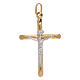Pendente croce mezza canna bicolore oro 750/00 1,1 gr s1
