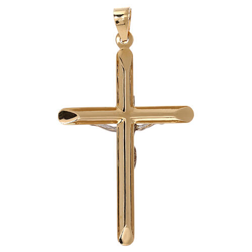 Two-tone crucifix pendant in Degussa gold 3.1 gr 2