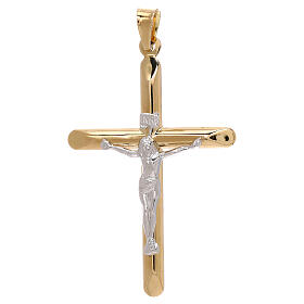 Pendente crocifisso bicolore oro Degussa 3,1 gr