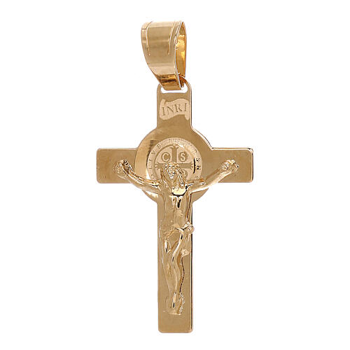 Kruzifix Heiligen Benedikt Gold 18Kt Laser Bearbeitung 1gr 1