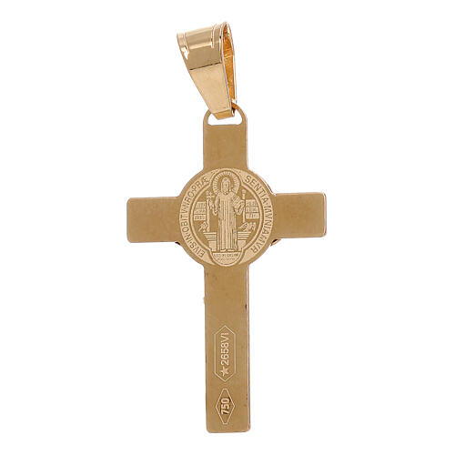 Kruzifix Heiligen Benedikt Gold 18Kt Laser Bearbeitung 1gr 2