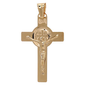 Saint Benedict pendant cross in 18 kt gold 2.4 gr