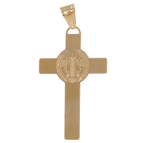 Pendant laser-cut Saint Benedict cross 18-carat gold 2.4 gr 2