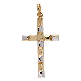 Pingente cruz relevos bicolor ouro 750/00 1,1 gr