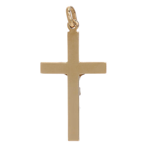 Pendente crocifisso riquadri rilievo bicolore oro 18 kt 1,3 gr 2