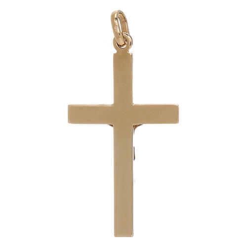 Pingente crucifixo segmentos relevo bicolores ouro 18K 1,3 gr 2