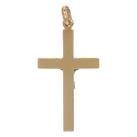 Crucifix pendant embossed squares 18-carat bicolor gold 1.3 gr