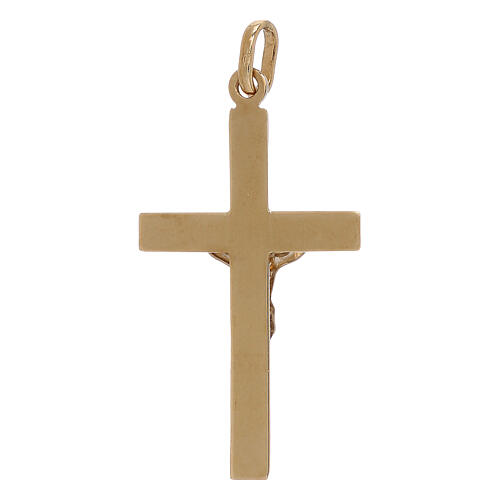 Two-tone 18K gold cross pendant with relief 1.2 gr 2
