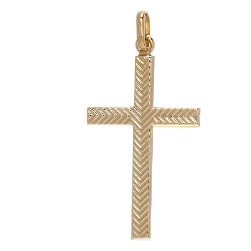 Cross pendant in 750/00 yellow gold with arrow decoration 1.1 gr 1