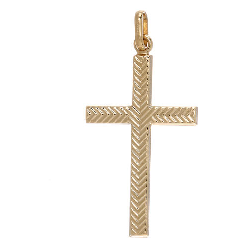Pendentif croix or jaune 750/00 décoration flèche 1,1 gr 1