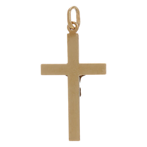 Christ cross pendant in 18 kt gold with stripes decoration 1.25 gr 2