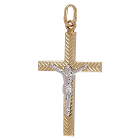 Colgante cruz Cristo motivo rayas oro 18 k 1,25 gr