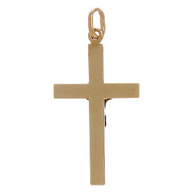 Pendente croce Cristo decoro righe oro 18 kt 1,25 gr