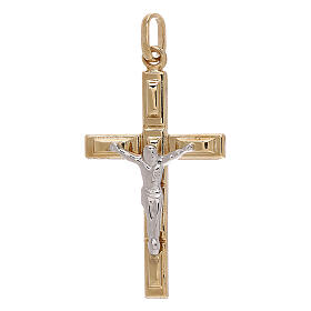 Cross pendant with two-tone 750/00 gold squares 1.25 gr