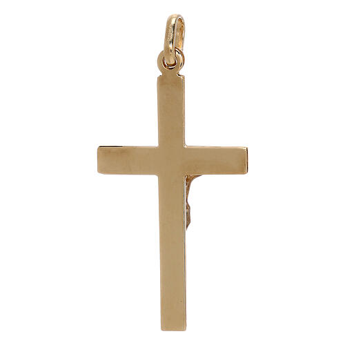 Cross pendant rectangles 750/00 bicolor gold 1.25 gr 2