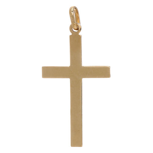 Two-tone 18K gold cross pendant with net 1.15 gr 2
