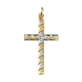 Krzyżyk zawieszka dekoracja paski złoto żółte 750/00 1,1g
