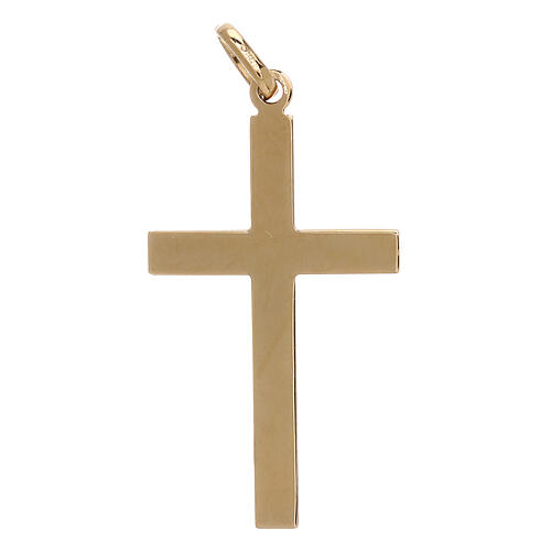 Two-tone 18 kt gold cross pendant with knurled bands 1.15 gr 2