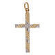 Two-tone 18 kt gold cross pendant with knurled bands 1.15 gr s1