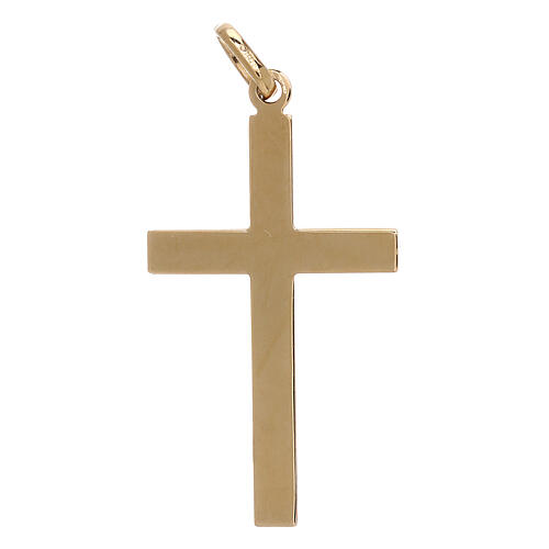 Zawieszka krzyż dwukolorowy, złoto 18 kt, paski karbowane, 1,15 g 2