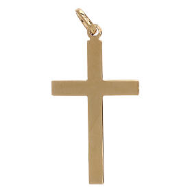Pingente cruz bicolor ouro 18K faixas serrilhadas 1,15 gr